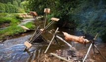 water_wheel_powered_rotisserie